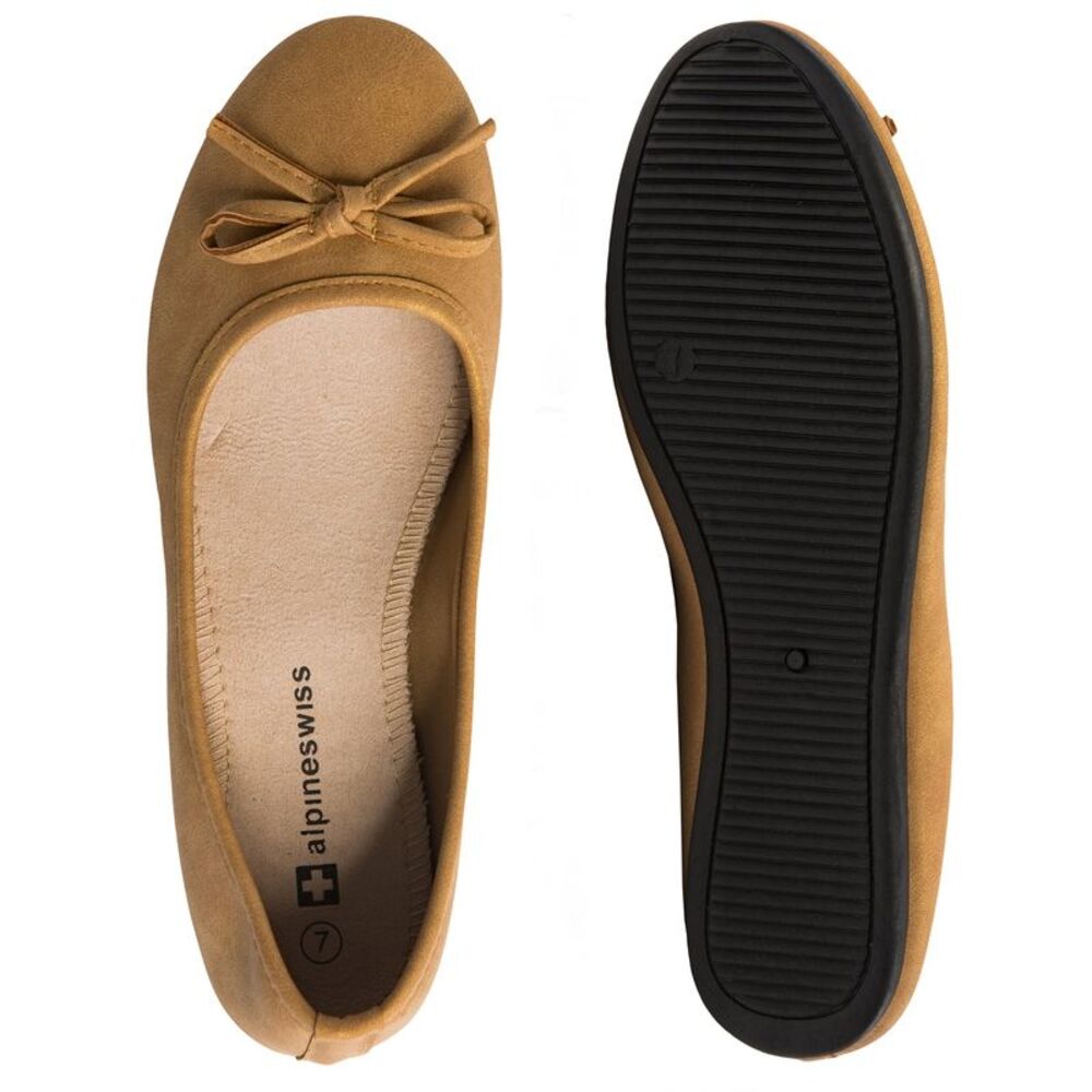 Alpine Swiss Polly Womens Bow Ballet Flats Round Toe Slip On Comfortable Shoes - Picture 5 of 5